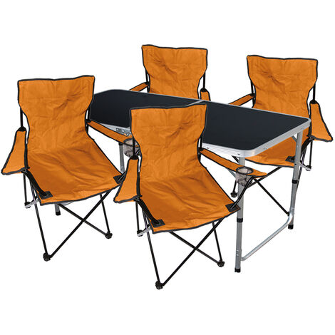 5-teiliges Campingmöbel Set schwarz - Orange-MMC330872B+4xMPO2468