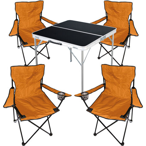 5-teiliges Campingmöbel Set schwarz - orange-MMC330883B+4xMPO2468