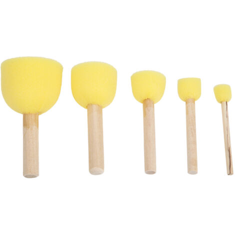 5-teiliges DIY-Farbschwamm-Pinselset für Kinder mit Holzgriffen für Kunst und Handwerk