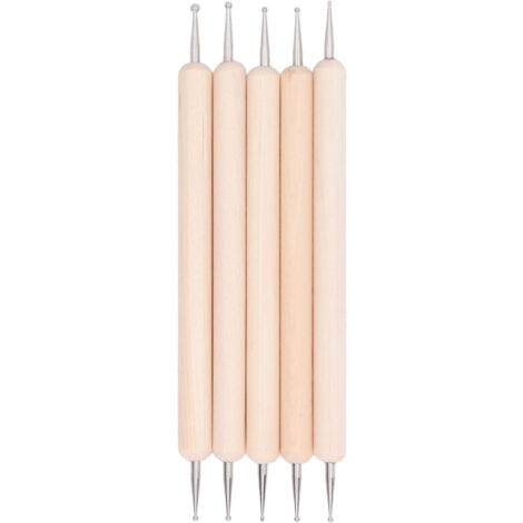 5-teiliges DIY-Zeichenstift-Set mit Holzgriff, Edelstahlspitze und Doppelkugelspitze zum Prägen und für Kunstprojekte