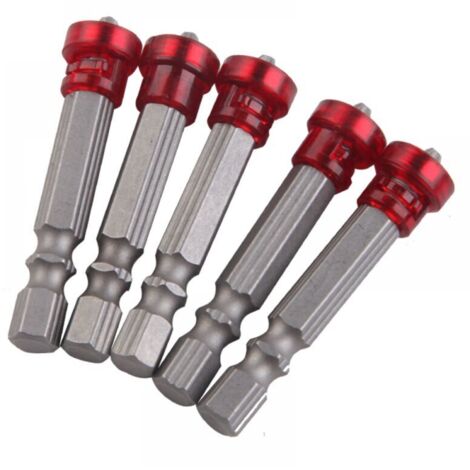 5-teiliges Elektroschrauber-Set, roter Sechskantgriff, 50-mm-Magnetspitze, Zubehör für Elektrowerkzeuge