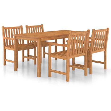 5-teiliges Garten-Ess-Set 160 x 80 cm Massivholz Teak vidaXL
