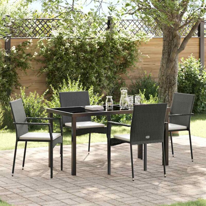 Garten Essgruppe Mit Kissen 5 Pcs Schwarz Poly Rattan Vidaxl