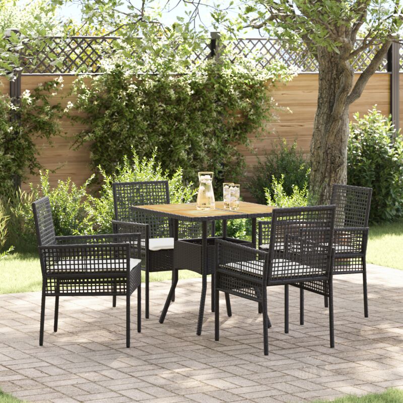 Garten Essgruppe 5 Pcs Schwarz Poly Rattan Vidaxl