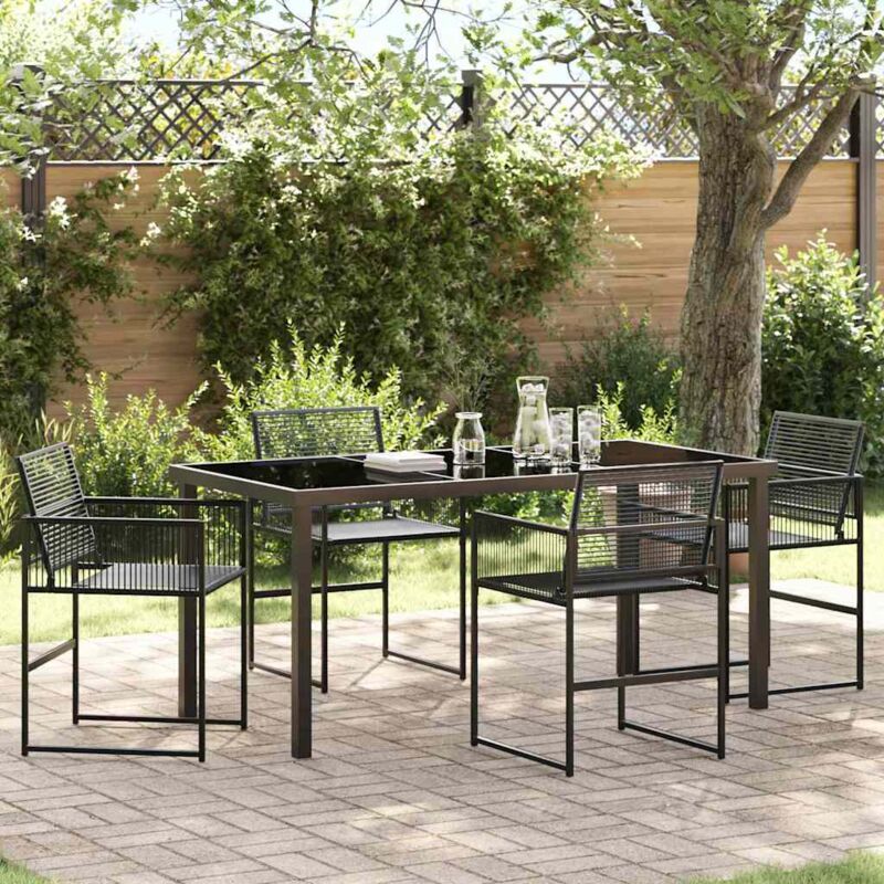 5-teiliges Garten-essmöbelset Schwarz Poly-rattan Vidaxl423840
