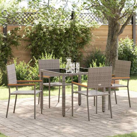 5-teiliges Garten Essset Grau Poly Rattan vidaXL717779