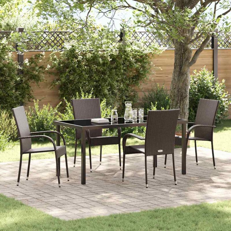 Garten Essgruppe 5 Pcs Braun Poly Rattan Vidaxl