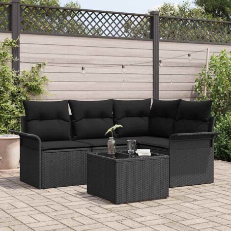 5-teiliges Garten Sofa Set mit Kissen Beige Poly Rattan vidaXL243811