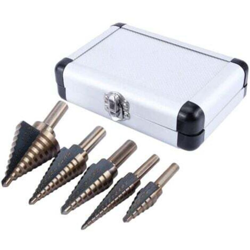 Image of 5-teiliges HSS Stufenbohrer Set Stufenbohrer Doppelschlitz Kegelbohrer Spiralbohrer