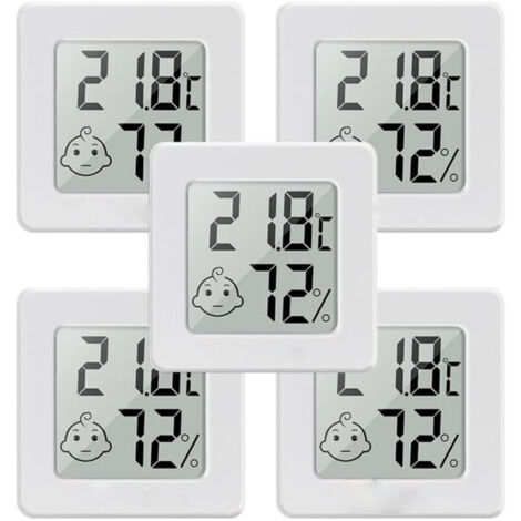 5-teiliges Mini-Hygrometer-Thermometer-Set für den Innenbereich, digitales LCD-Temperatur- und Feuchtigkeitsmessgerät für Zuhause und Büro