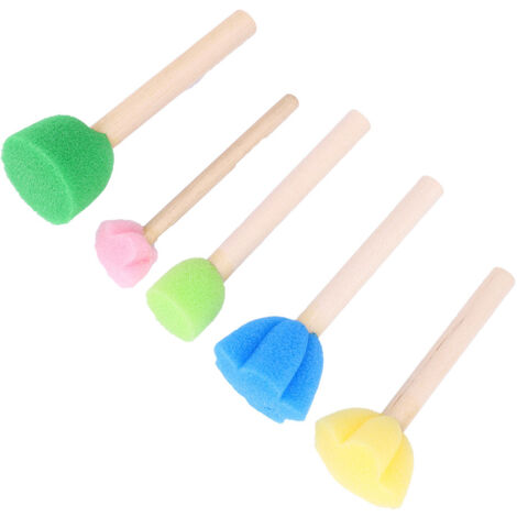 5-teiliges Mini-Set mit bunten DIY-Malschwämmen, Werkzeugen und Eimern mit Holzgriffen zum Zeichnen