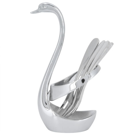 5-teiliges Obstgabeln-Set aus Edelstahl, originelles Design, Zinklegierung, Schwanenform