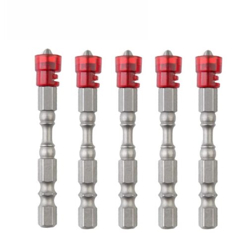 5-teiliges Phillips-Schraubendreher-Bit-Set, 64,5 mm/2,54 Zoll, magnetisches Sechskant-Schraubendreher-Bit-Werkzeugset aus S2-Legierungsstahl für Heimwerkerprojekte (Rot)