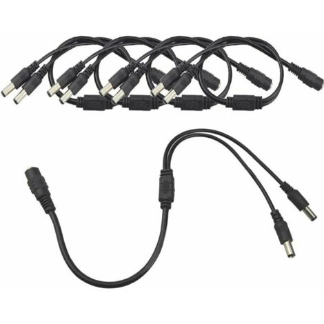 5-teiliges Premium-DC-Stromverteilerkabel, 1 Buchse auf 2 Stecker, CCTV-Stromverteilerkabel, 5,5 x 2,1 mm, DC-Stromverteilerkabel