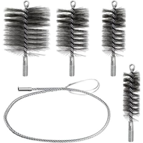 5-teiliges Schornsteinfeger-Set mit starken Borsten, sehr benutzerfreundlich, Ofenrohrbürste, Rohrreinigung und Rostentfernung, Kaminfeger-Set für Pelletöfen, 30 mm, 50 mm, 80 mm, 150 mm