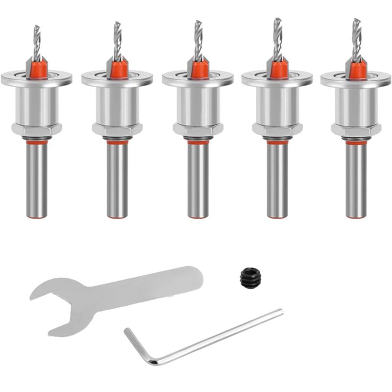 Image of Tlily - 5-teiliges Senkbohrer-Set, Bits für Holz, einstellbare Tiefe