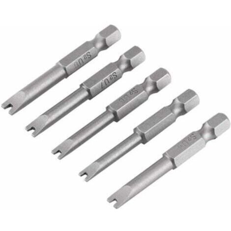 5-teiliges Set aus S2-Legierungsstahl-Schraubendreherbits, 50 mm lang, 1/4"-Sechskantschaft, magnetisches U-förmiges Bit-Set, U-förmiger Bit, für Elektriker und mechanische Reparaturen
