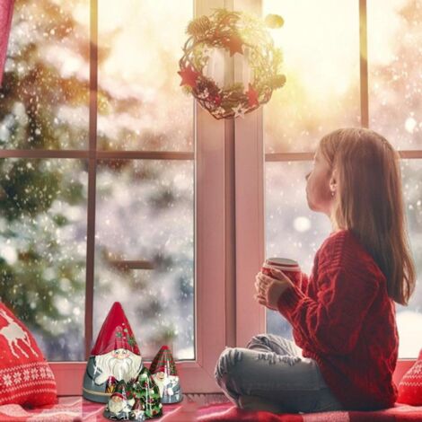 5-teiliges Set aus stapelbaren Weihnachtswichtel-Puppen, ideal als Baum- und Tischdekoration.