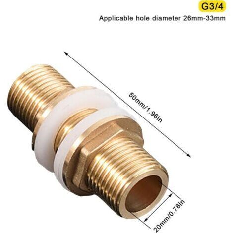 5-teiliges Set G3/4"-Außengewinde-Durchführungen aus Messing mit Silikondichtungen für Wassertanks