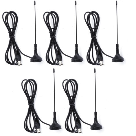(5-teiliges Set) Hochleistungs-DVB-T/HDTV-1080P-Digital-TV-Antenne, VHF/UHF-5dBi-Zimmerantenne mit Saugnäpfen