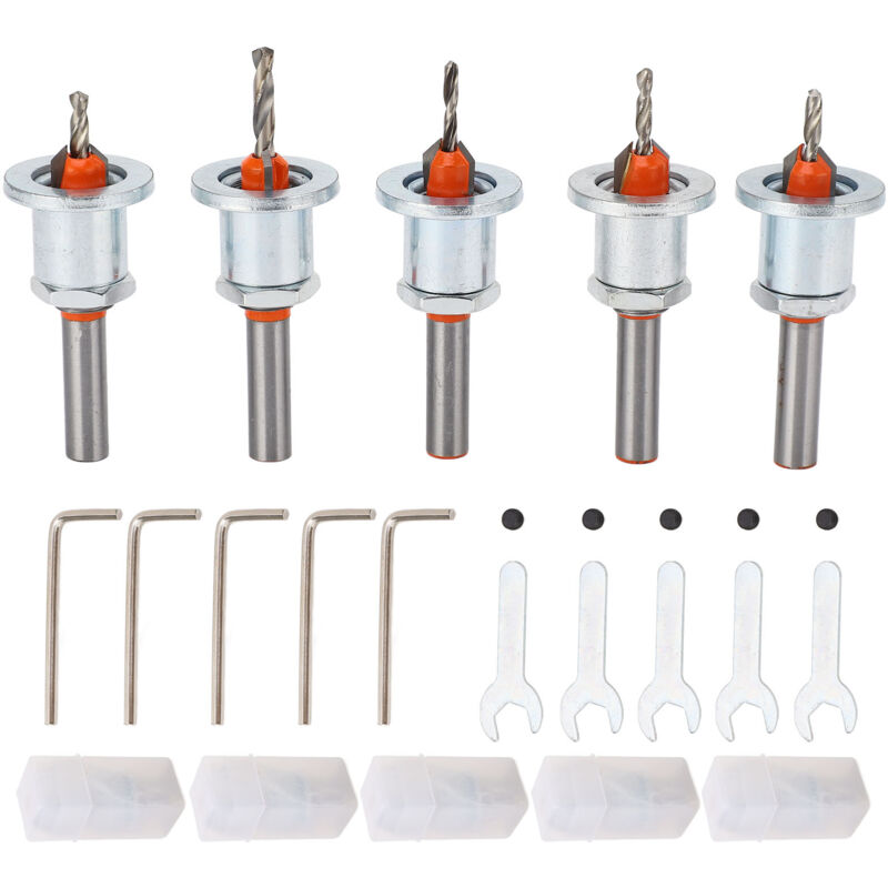 Image of 5-teiliges Set konischer Senkbohrer für Holzbearbeitungsprojekte