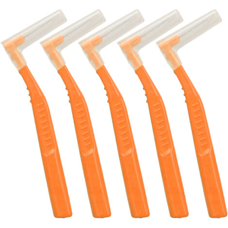 5-teiliges Set L-förmiger Interdentalbürsten, effektive Anti-Plaque-Reinigung für Zahnspangen und die Zahnpflege, Orange