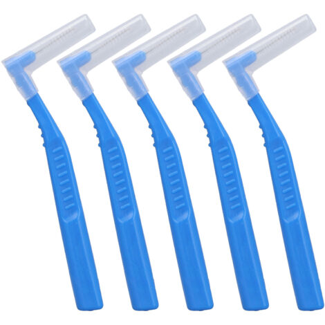 5-teiliges Set L-förmiger Interdentalbürsten, effektive Plaqueentfernung, blaue Zahnspangen- und Zahnpflegebürsten