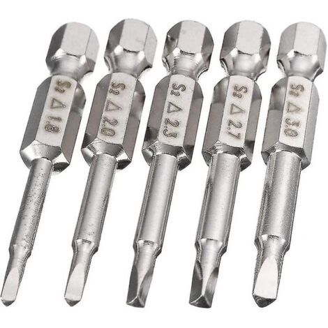 5-teiliges Set magnetischer Dreieckschraubendreherbits, 50 mm Schraubendreherbits mit S2-Stahlspitze, 1/4"-Sechskant-Dreieckschraubendreherbit-Set