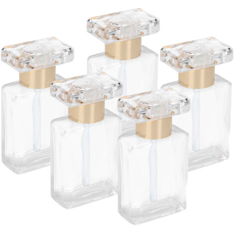 5-teiliges Set mit durchsichtigen Glasfläschchen für ätherische Öle, wiederbefüllbar und ideal für unterwegs