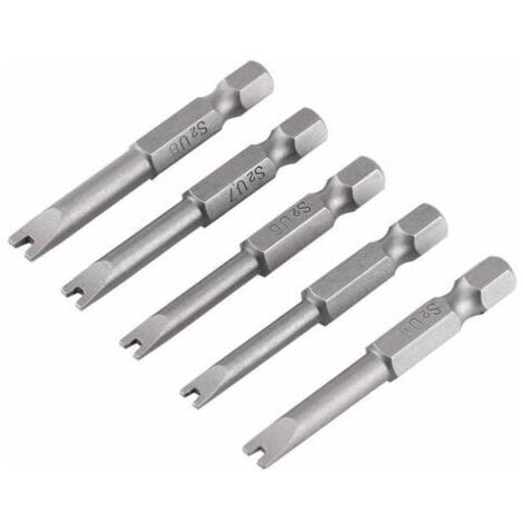 5-teiliges Set mit magnetischen Schraubendreherbits aus S2-legiertem Stahl, 50 mm Länge, 1/4-Zoll-Sechskantschaft, U-förmig, für Elektriker und mechanische Reparaturen. FLITI