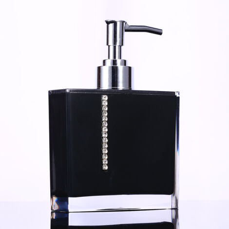 5-teiliges Set schwarzer Acryl-Badezimmeraccessoires – Zahnbürstenhalter, Seifenschale, Gläser und Flasche