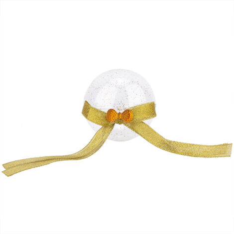 5-teiliges Set transparenter Geschenkboxen mit glitzernder Hängekugel für Weihnachten (goldene Schleife)