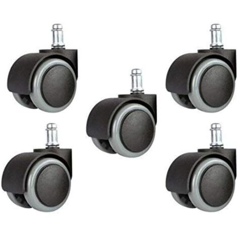 5-teiliges Set universeller Ersatzrollen für Bürostühle, 5,1 cm, Standardgröße, Schwarz und Grau