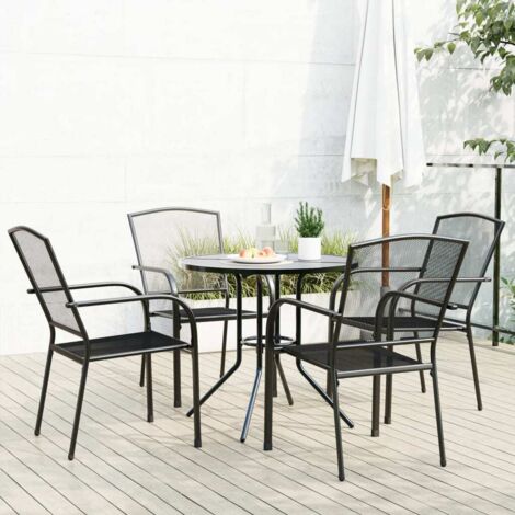 5-teiliges stapelbares Gartenstuhl-Set anthrazit