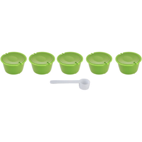 5-teiliges wiederverwendbares 50-ml-Kaffeefilterset mit Löffel für Dolce Gusto Maschinen – Wiesengrün
