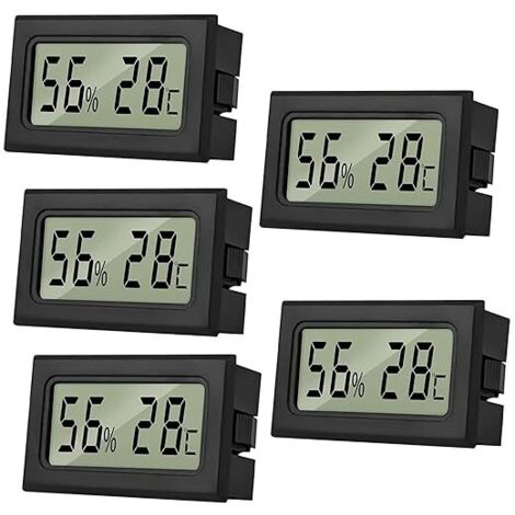 5 Termómetro digital Higrómetro interior Mini higrómetro Termómetro Interior Reptil Higrómetro digital para oficina, cocina, Termómetro LCD Incubadora, Termómetro Invernadero