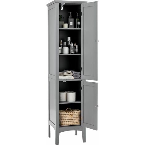 5-Tier Bathroom High Cabinet Freestanding Storage Cabinet Organizer 2 Shelves