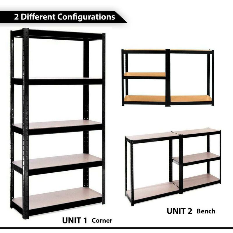 Briefness - 5 Tier Boltless Garage Shelving ,180x 90x 40cm, Metal Shelving Unit Heavy Duty Storage Racking, Steel Boltless Shelves Unit for Kitchen,
