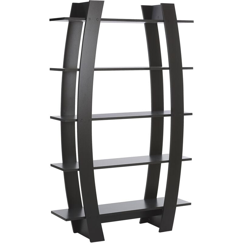 Modern Bookshelf 5 Tiers Tall Open Shelves Engineered Wood Black Kener