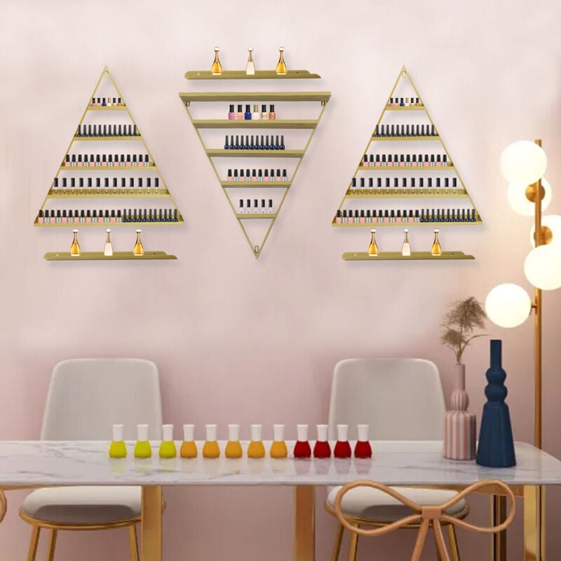 Senderpick - 5-tier étagères d'affichage de vernis à ongles 6-set Golden Racks de fer d'affichage mural