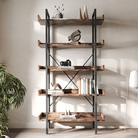 5 Tier Industrial Shelving Unit Bookcase Display Shelf