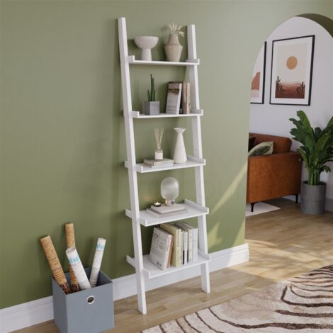 5 Tier Ladder Shelf Unit Bookcase Shelving Display Stand Rack Storage