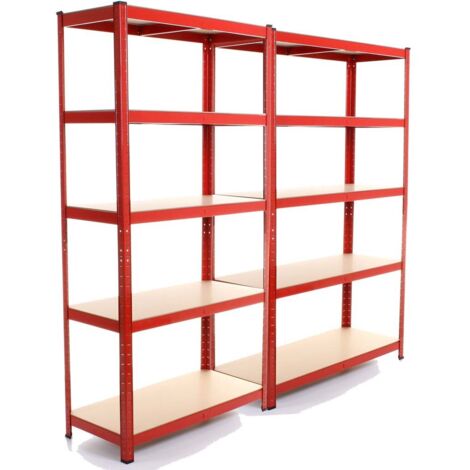5 Tier Metal Garage Shelves Shelving Racking Storage Boltless Shelf 2 PACKS