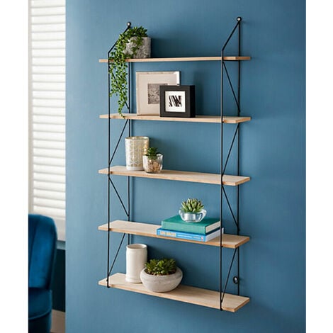 1 Tier Shelf Black Metal Frame Wire Rectangle Floating Wall