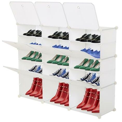 Portable Shoe Rack, 12-Tier Portable 72 Pair Shoe Rack Organizer 36 Grids  Tower Shelf Storage Cabinet Stand Expandable for Heels, Boots, Slippers,  White 
