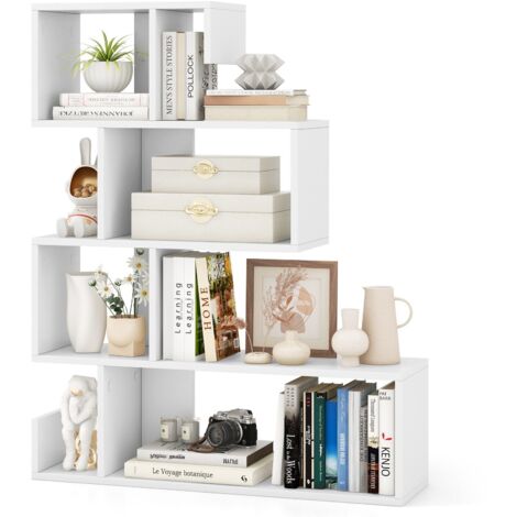 5-Tier S-Shaped Bookshelf Z-Shelf Bookcase Home Modern Display Shelf