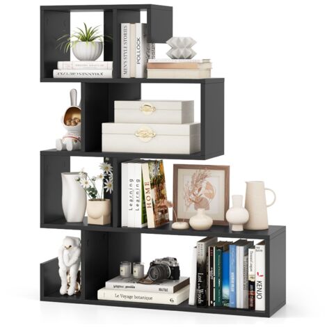 5-Tier S-Shaped Bookshelf Z-Shelf Bookcase Home Modern Display Shelf