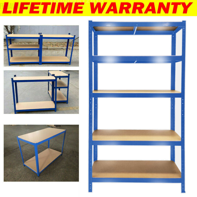 5 Tier Shelf Heavy Duty Metal Muscle Rack Garage Shelving Storage Racking Shelf
