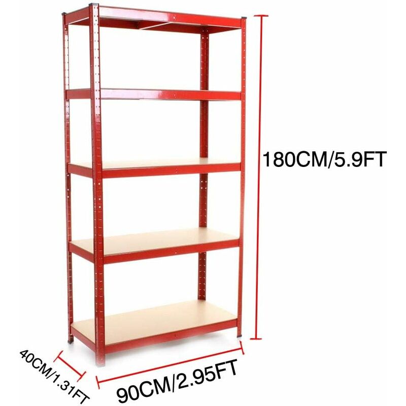 Briefness - 5 Tier Shelving Unit Shed Garage Storage Freestanding Shelves System - 875Kg Capacity - 175Kg Per Shelf - Ideal Office, Garden, Studio,