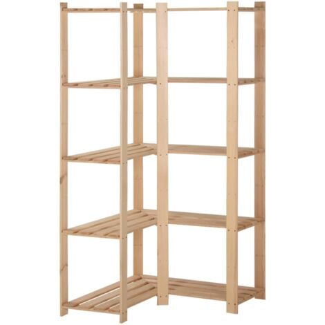 5-Tier Storage Corner Rack 82.5x82.5x170 cm Solid Pinewood vidaXL